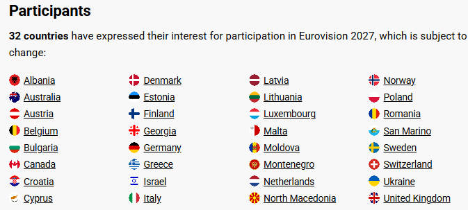 eurovision-lista Молдова в списке участников «Евровидения-2027»: конкурс пройдет в Бургасе
